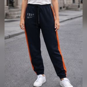 Fox Racing Sweatpants Size L Black Orange Side Stripe Jogger Athletic Streetwear